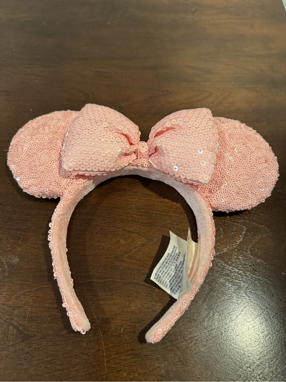 Pink Sequin Minnie-Headband with Bow
